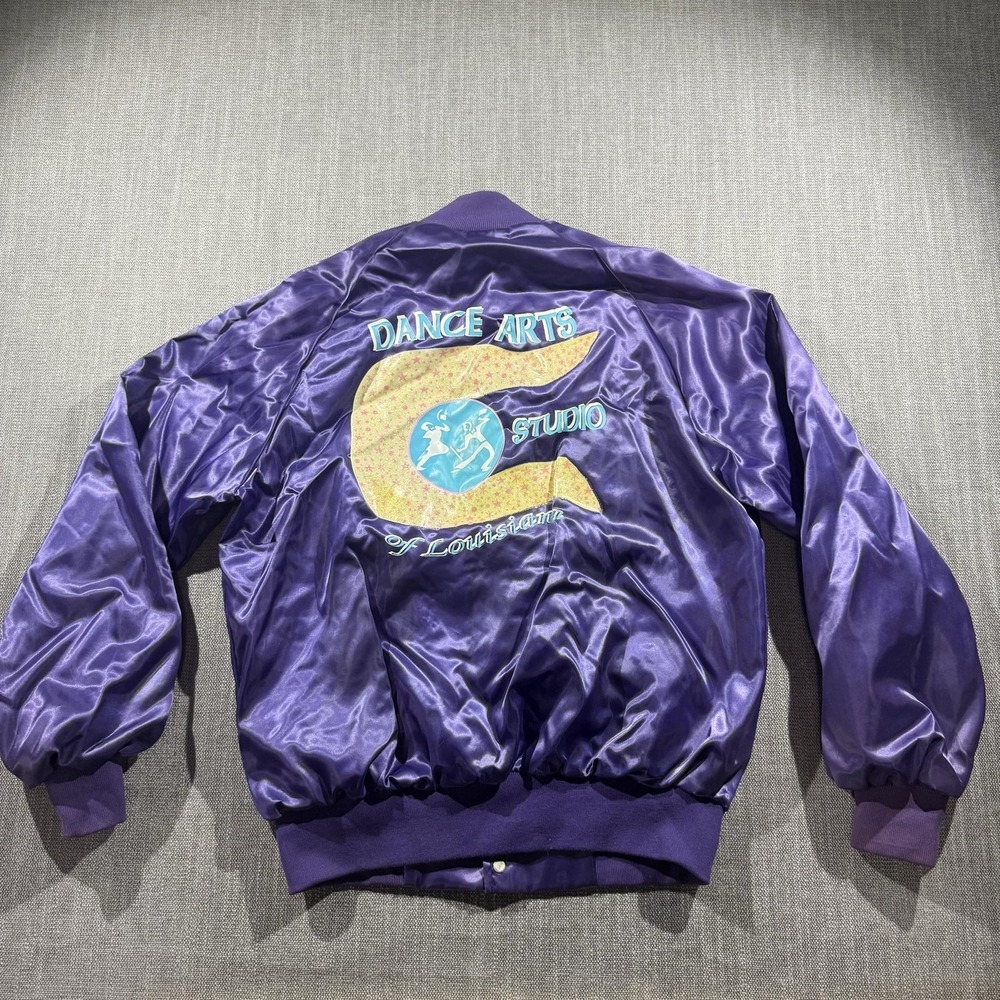 Vintage WestArk Jacket Mens Medium Purple Satin Bomber Dance Arts Studio USA